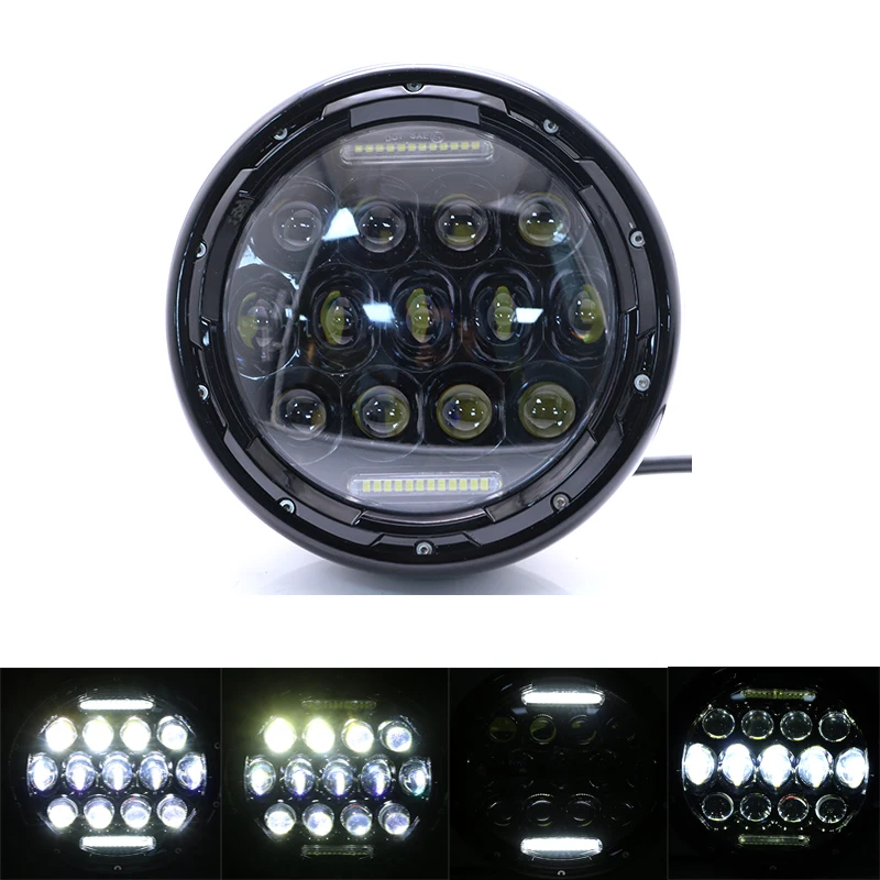 

Motorcycle Refit 7" led Headlight 7 Inch Scooter Universal Headlamp Motorbike Retro Black Head Lamp Motor Round Front Lights