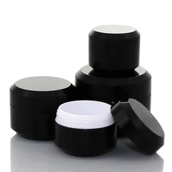 20 pz/lotto 5g/10g/15g/30g/50g vasetto di crema vuoto bottiglia di imballaggio cosmetico in plastica vaso di imballaggio per trucco ombretto nero