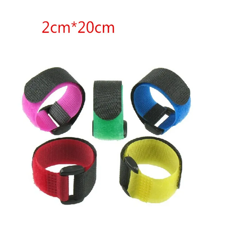 25 teile/los 2*20cm bunte Reusable Nylon Selbst Klebe Haken und Schleife mit schnalle Kabel Krawatten Ordentlich straps PC TV Veranstalter