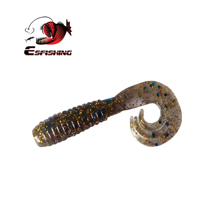 ESFISHING Silicone Soft Bait Tripple Grub 50mm10pcs Tail Curly Jigging Iscas Pesca Artificial Fishing Lure Tackle For all Fish