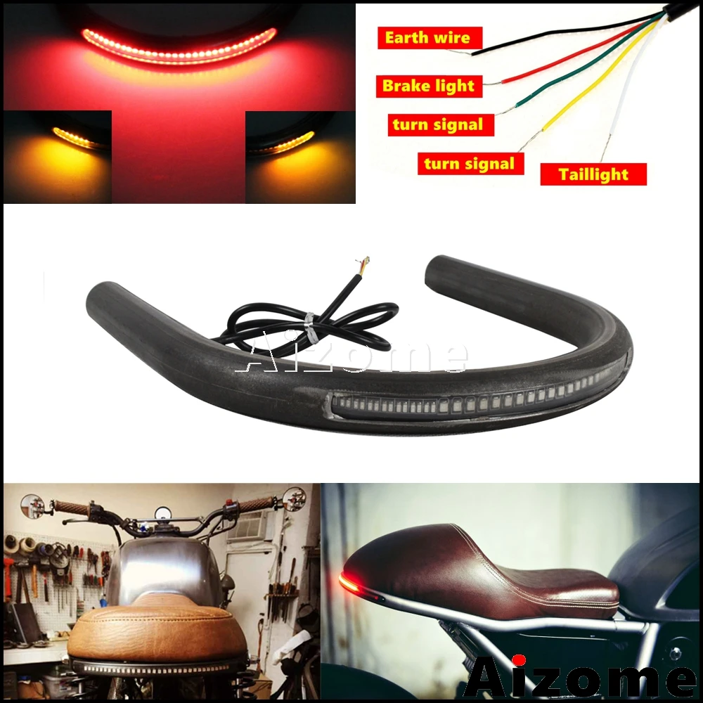 Cafe Racer LED Taillight Upswept Seat Frame Hoop 1