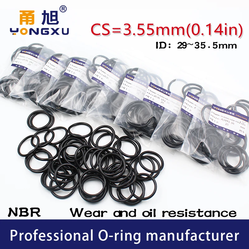 15PC/lot Rubber Ring NBR Sealing O-Ring CS3.55mm ID29/30/30.5/31.5/32.5/33.5/34.5/35.5*3.55mm Ring Seal Gasket Nitrile Oil Rings