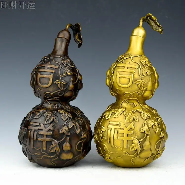 MOEHOMES archaize of copper gourd Good luck and peace fengshui geomancy statue family decoration metal crafts