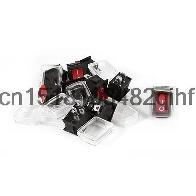 10 Pcs RY1-101 AC 125V/10A 250V/6A 2Pin SPST ON-OFF Rocker Switches w Cover