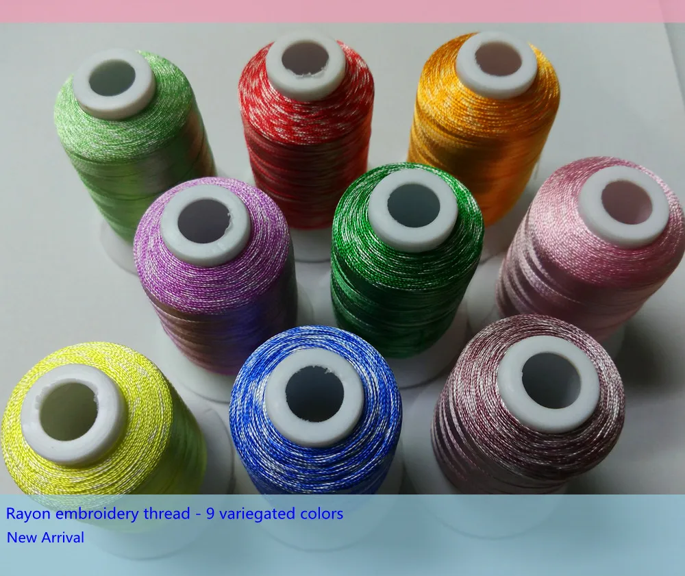 Simthread Variegated Colors Rayon Viscose Machine Embroidery Thread Filament Dyeing Rayon Thread 500m *9 Colors,Best Deal