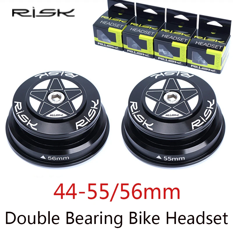 

Risk Double Bearing 44-55/56mm Bicycle Headset Mountain MTB Road Bike Straight Tube/Tapered Fork Headset Aluminum Bowl Group