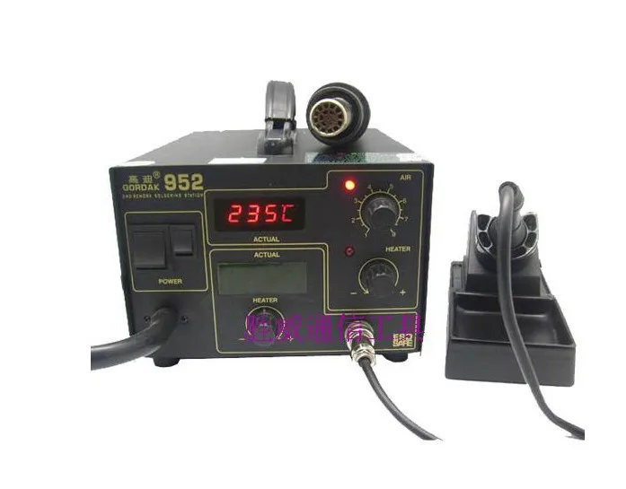 

New 270W Gordak 952 soldering station + hot air heat gun 2 in 1 SMD BGA rework station 1pc