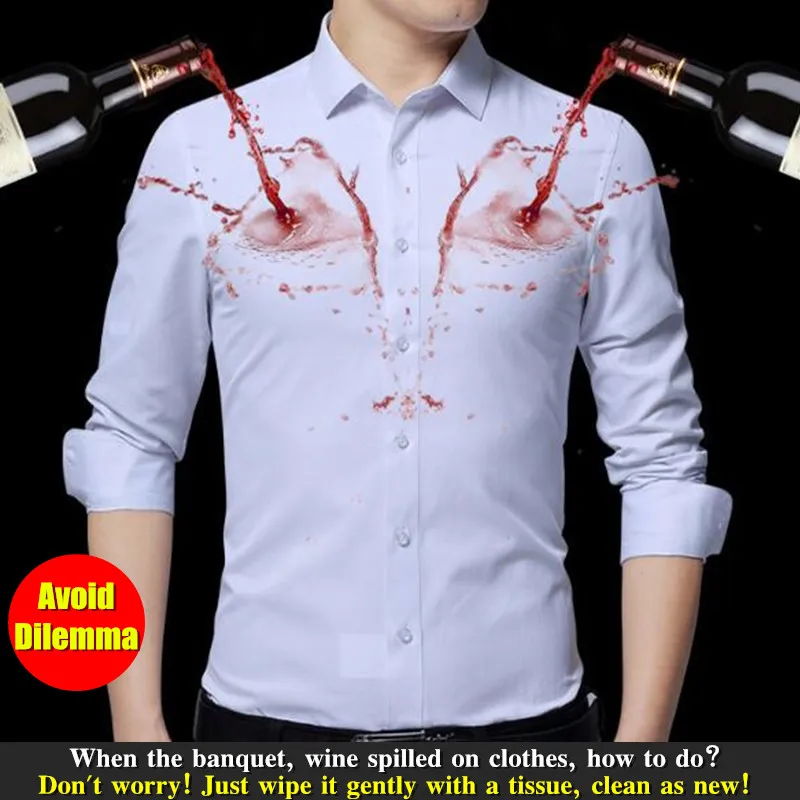 Men Waterproof Anti-Dirty Free-ironing Shirt Hydrophobic Stainproof Camping Quick Dry Top Outdoor Long Sleeve Hiking Shirts