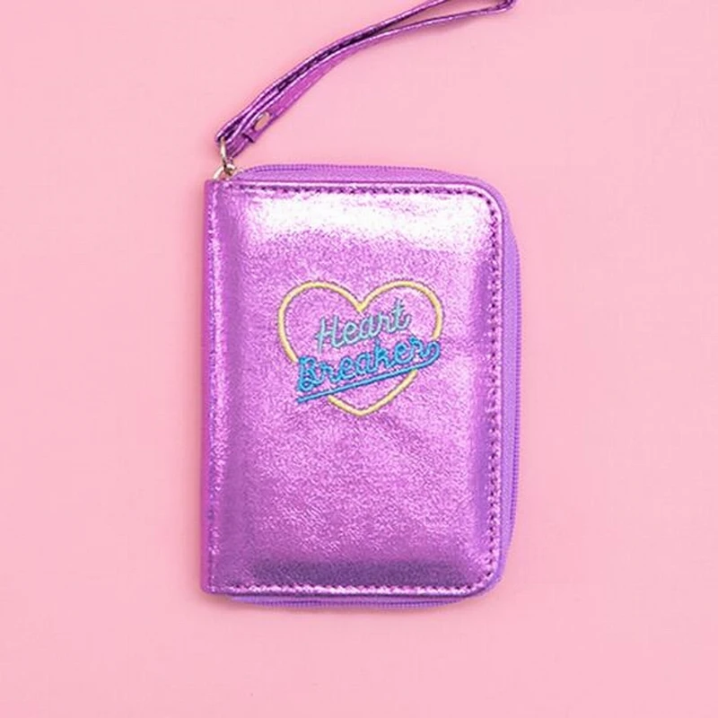 pink  Hologram Wallet Women Girl\'s Wallets Purse Small Day Clutches Short Holographic ID Bank Card Holders Coin Purse Money Bag