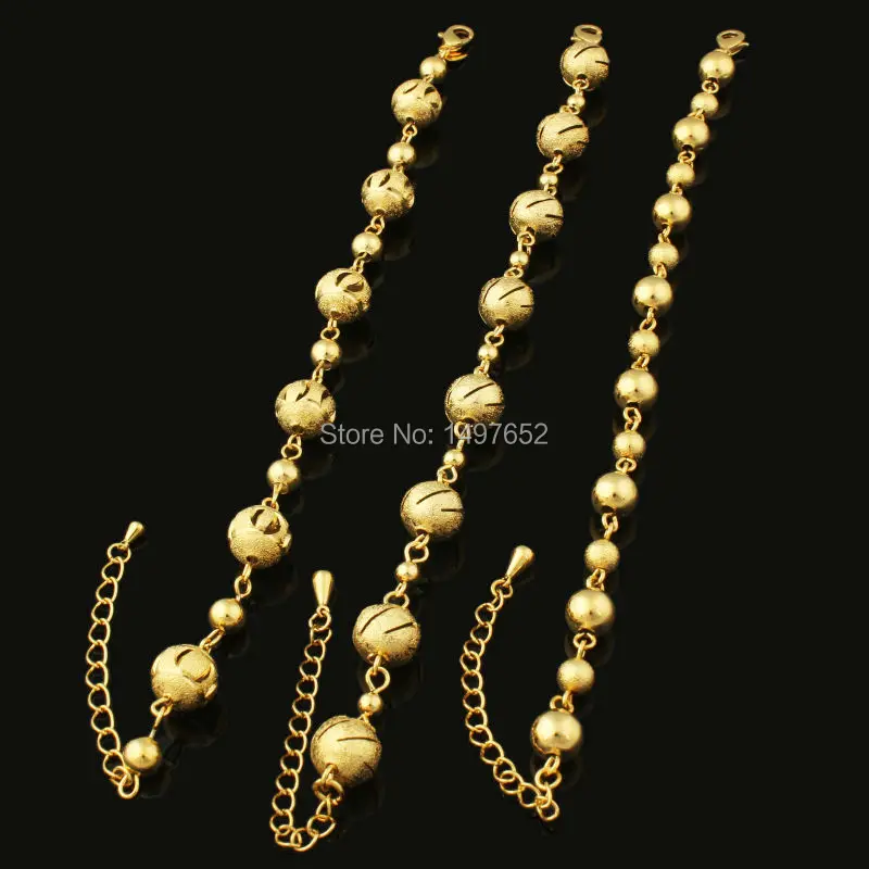 New Trendy Round Beads Bracelet For Women Men18K Gold Color Arabic/African/Kenya Ball Bracelet /Bangle Jewelry