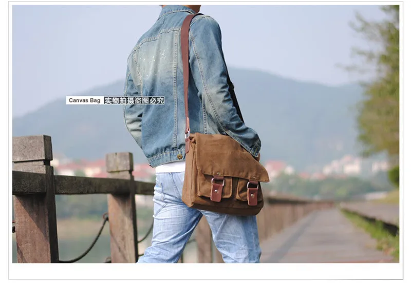 New Fashion Crossbody Bag Military Canvas Men\'s Messenger Bag canvas shoulder bag men Leisure Bag Black Coffee Hot style