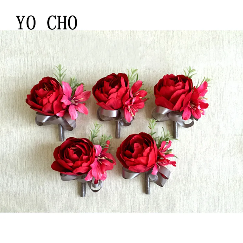 HÌNH CHO Đám Cưới Dạ Hội Xòe Goom Cô Dâu Cổ Tay Corsages Hoa Hồng Handmade Boutonniere Chú Rể Phù Dâu Phù Rể Hoa Boutonnieres