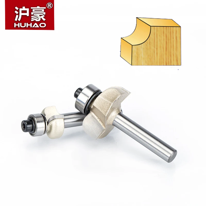 HUHAO 1pc 1/4" 1/2" Shank Classical Cove Bit With Bearing Woodworking Tool 2 Flute Router Bits For Wood Endmill Milling Cutter