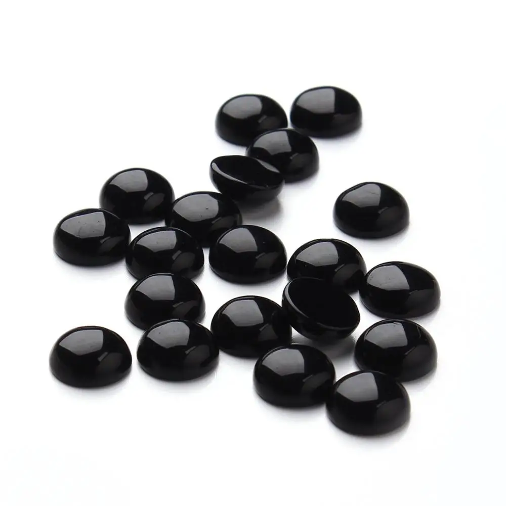 

Wholesale Natural Black Agate Onyx Bead Cabochon 15mm Round Gem stone Jewelry Cabochon Ring Face 10pcs/lot