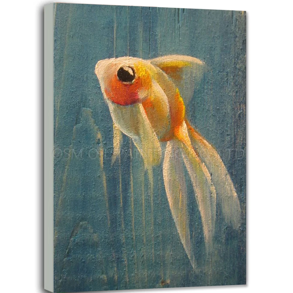 

Skilled Artist Hand-painted High Quality Impression Goldfish Oil Painting on Canvas Funny Fat Animal Fish Oil Painting