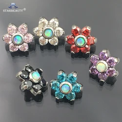 1Pc G23 Titanium Opal Gem Micro Dermal Piercings Dermal Anchor Top Piercings Skin Diver Top Piercing OMBLIGO Body Jewelry