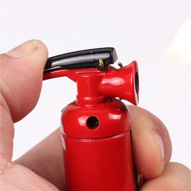 Creative Jet Torch Metal Lighter Extinguisher-Type Refillable Cigarette Lighter Butane Gas fire With Key Chains Funny Gift