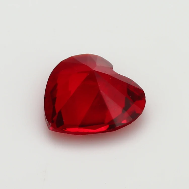 100pcs 3x3~10x10mm Heart Shape Loose Stone Garnet Red  Color Glass Synthetic Gems For Jewelry DIY Stone