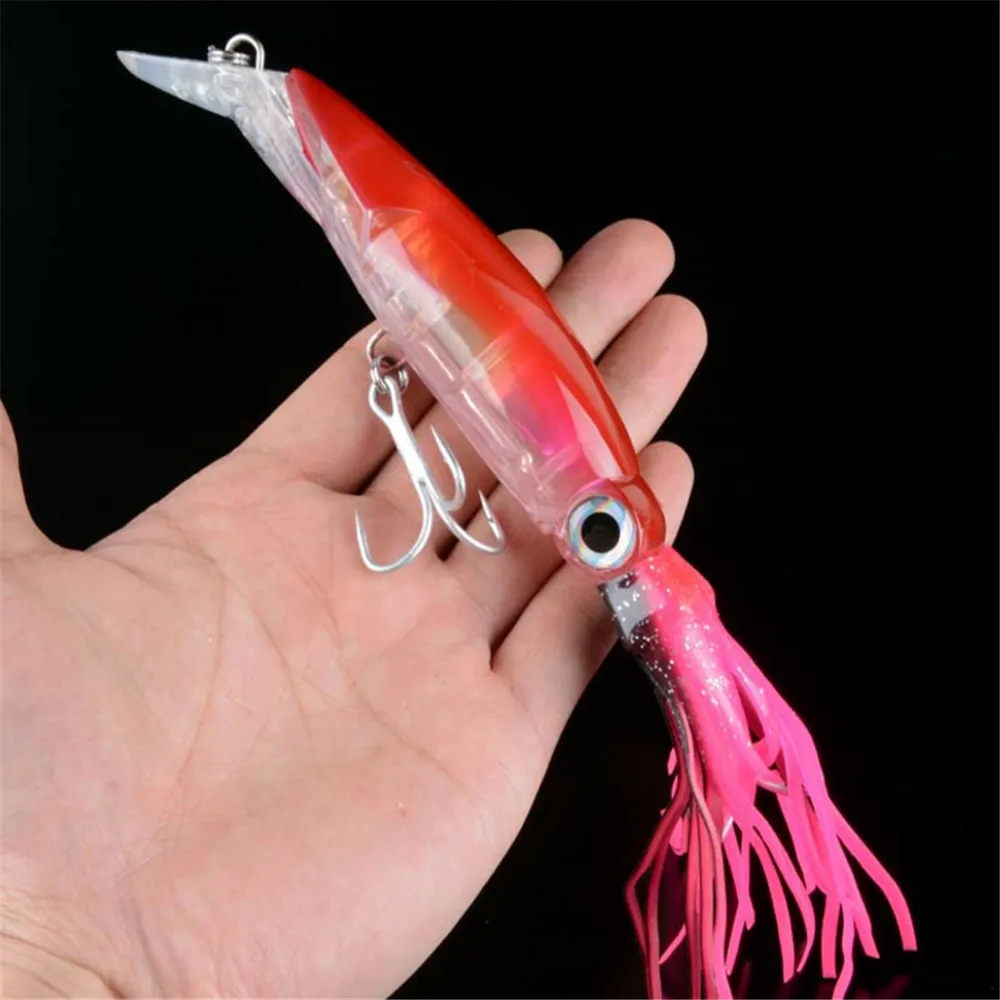 1 pièces 14cm 40g pieuvre leurre de pêche 6 couleurs calmar appât dur crochet en acier à haute teneur en carbone pieuvre manivelle pour thon mer