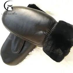 Guantes antideslizantes de piel de oveja y Cachemira para mujer, protectores de manos gruesos para deportes al aire libre, conducción de bicicleta y motocicleta, resistentes al viento, invierno, novedad