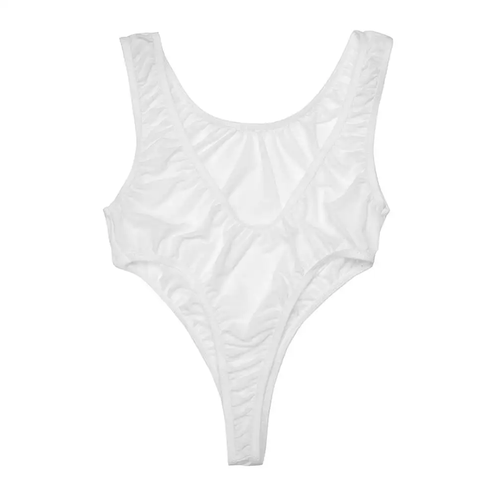 Bañadores transparentes para mujer, traje de baño de corte alto con Tanga, leotardo, ropa interior de playa