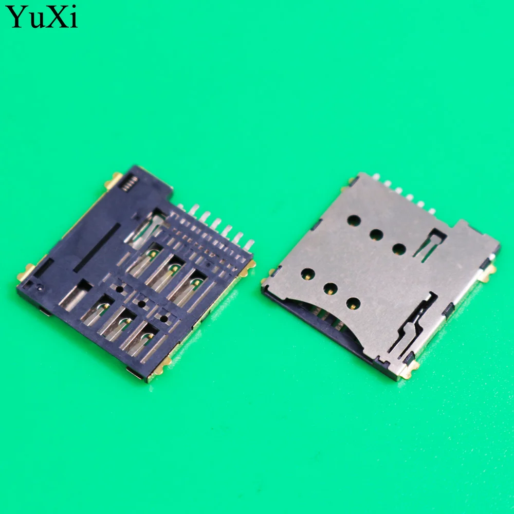 10pcs SIM card slot Micro SIM 6P 6-Pin card Holder adapter connect use for phone self push Type