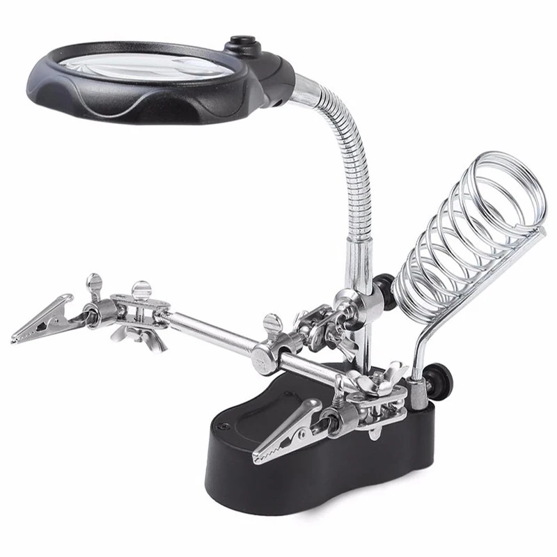 Welding Magnifying Glass with LED Light 3.5X-12X Lens Clip Loupe Desktop Lamp Magnifier Third Hand Soldering Repair Tool