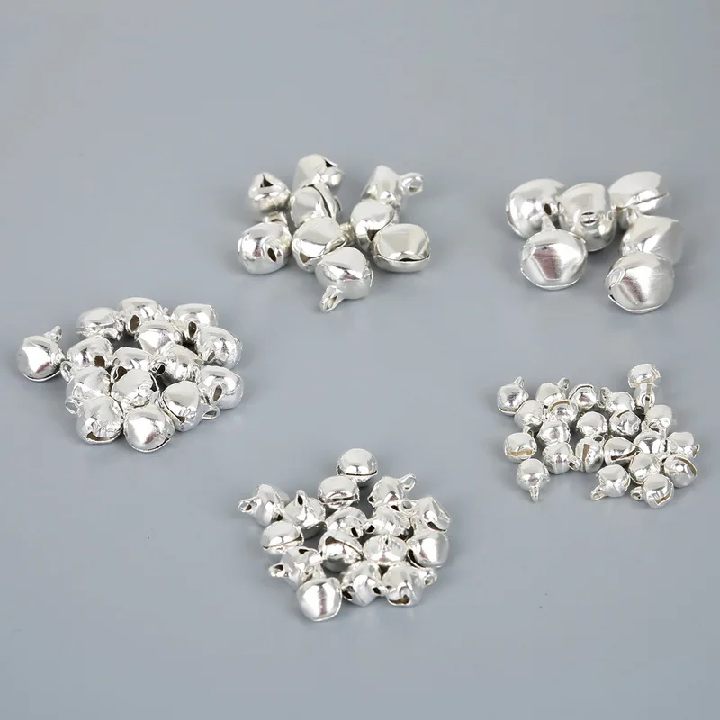 50-300Pcs/lot Loose Silver Beads Iron Jingle Bells For Festival Party Supplies Christmas Decoration Gift DIY Craft Accessories