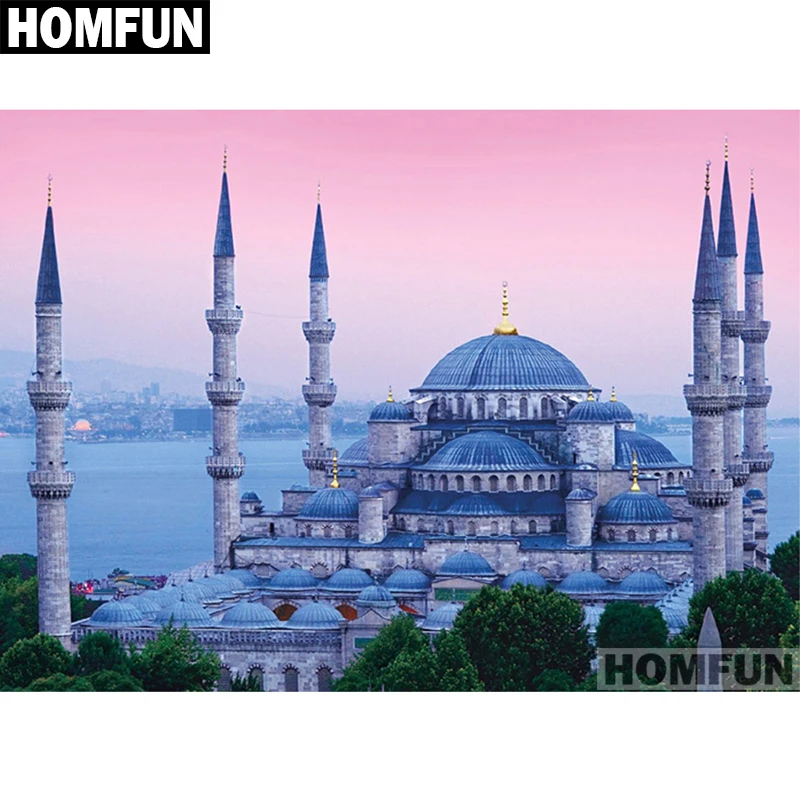 

HOMFUN Full Square/Round Drill 5D DIY Diamond Painting "Mosque Religion" Embroidery Cross Stitch 5D Home Decor Gift A01413