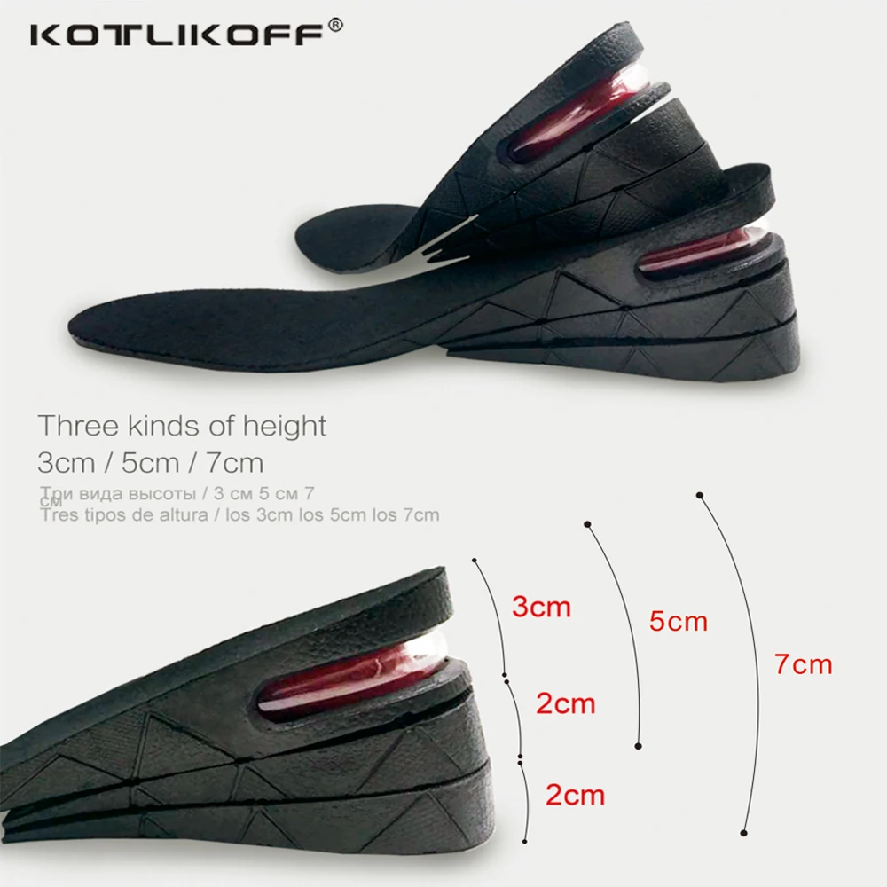 KOTLIKOFF 3-9cm Height Increase Insole Cushion Height Lift Adjustable Cut Shoe Heel Insert Taller Support Absorbant Foot Pad