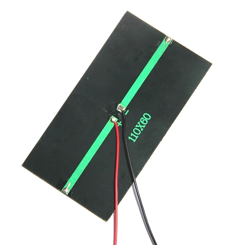 BUHESHUI 1W 6V Mini Cella Solare Modulo Solare Pannello Solare Policristallino con Filo 15CM Sistema di Caricatore Solare FAI DA TE 110*60MM 2 PZ