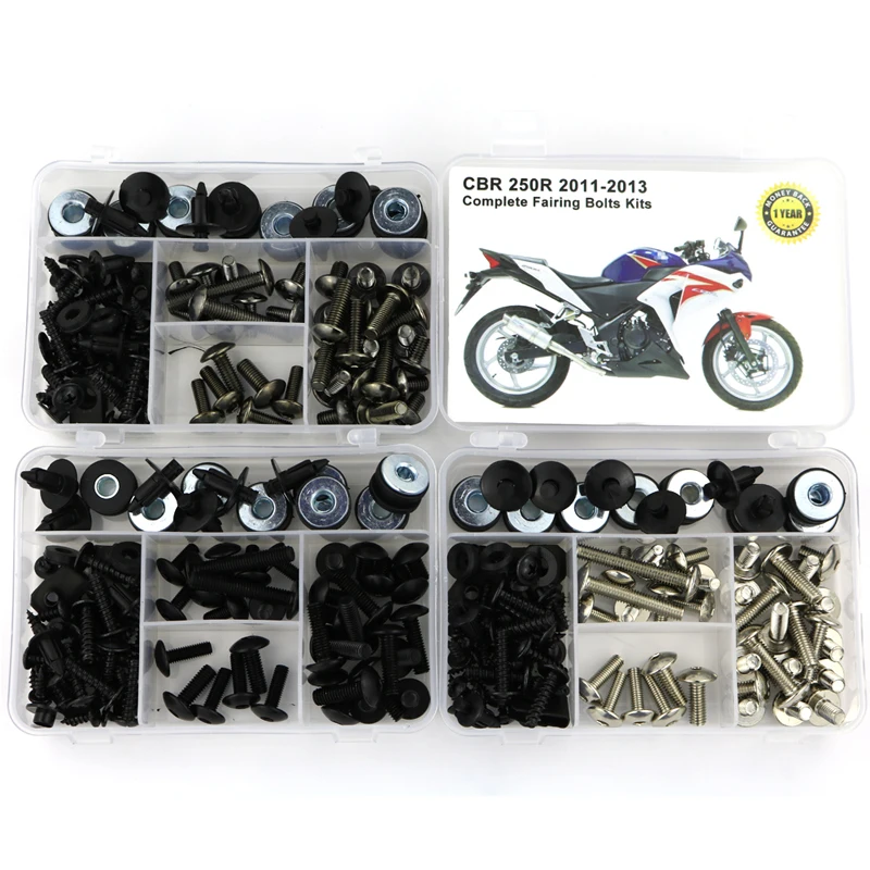 101-Piece Honda CBR 250R Fairing Bolts Kit, Black