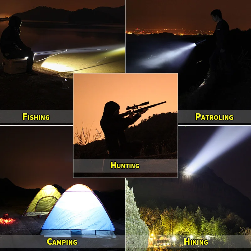 Linterna LED de seguridad para emergencias y autodefensa, bastón superbrillante de 200-450 lúmenes, 3 modos de iluminación SOS