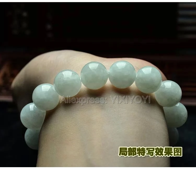 Beautiful 12-13mm Natural Grade A Jadeite Light Green Round Beads Lucky Bracelet + Certificate Fine Jewelry for woman