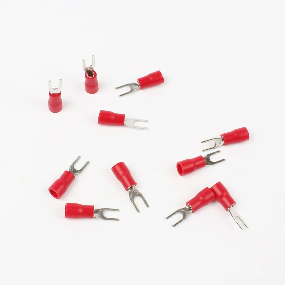 100PCS SV1.25-3 Red Furcate Terminal Cable Wire Connector Insulated Wiring Terminals electrical Lug crimp terminal