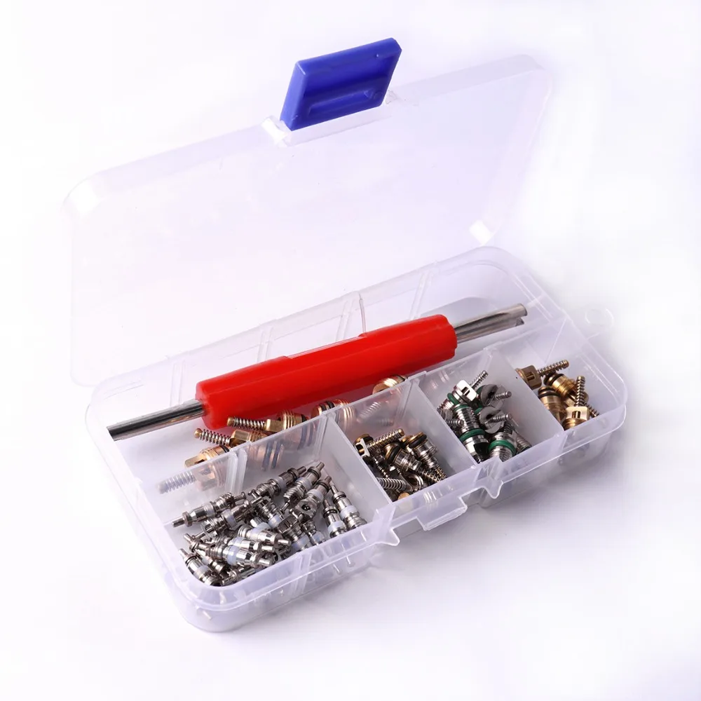 

50Pcs/Set Car A/C Air Conditioning R12/ R134A Valve Cores Auto Car Air Conditioner Repair Valve Assortment Remover Tool Kit