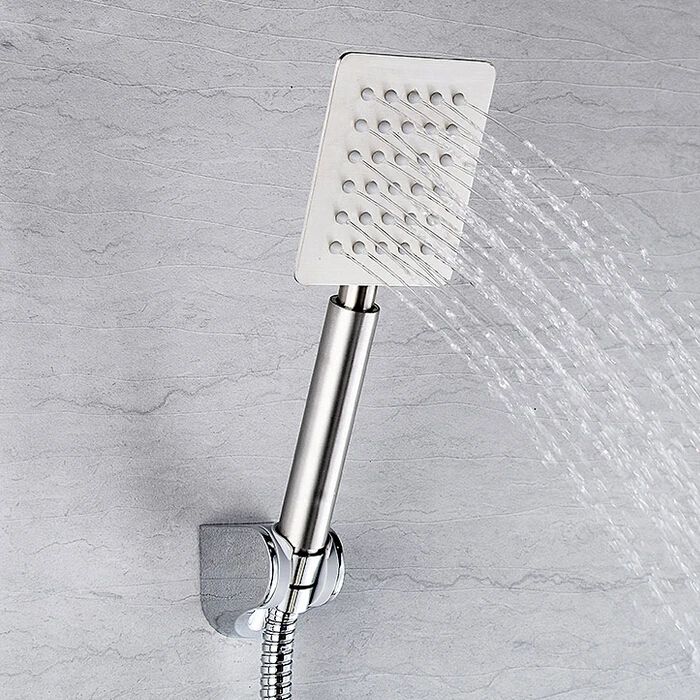 Bathroom Hand Held Shower Set 304 Stainless Steel Hand Shower Head +1.5M Stainless Steel Shower Hose +Holder