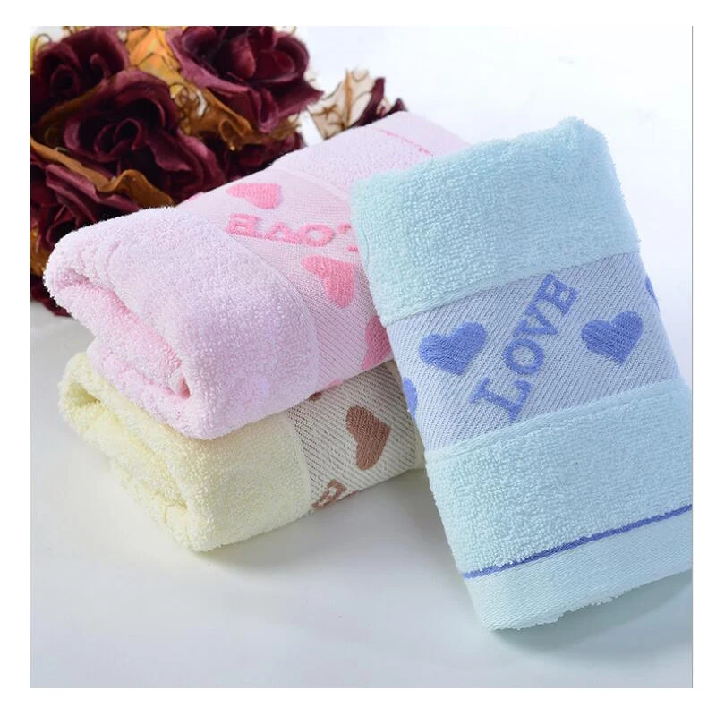 5pcs Pure Color Cotton Face love Towel Clean Absorbent Antibacterial Soft Comfortable Embroidered Microfiber Gym Sports Towels