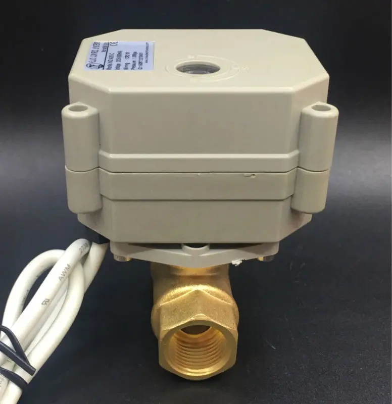 1/4 inch 2 Way Brass DN8 Normal Open/Close Electric Ball Valve Metal Gear With Indicator AC/DC9V-24V For Water Purifier