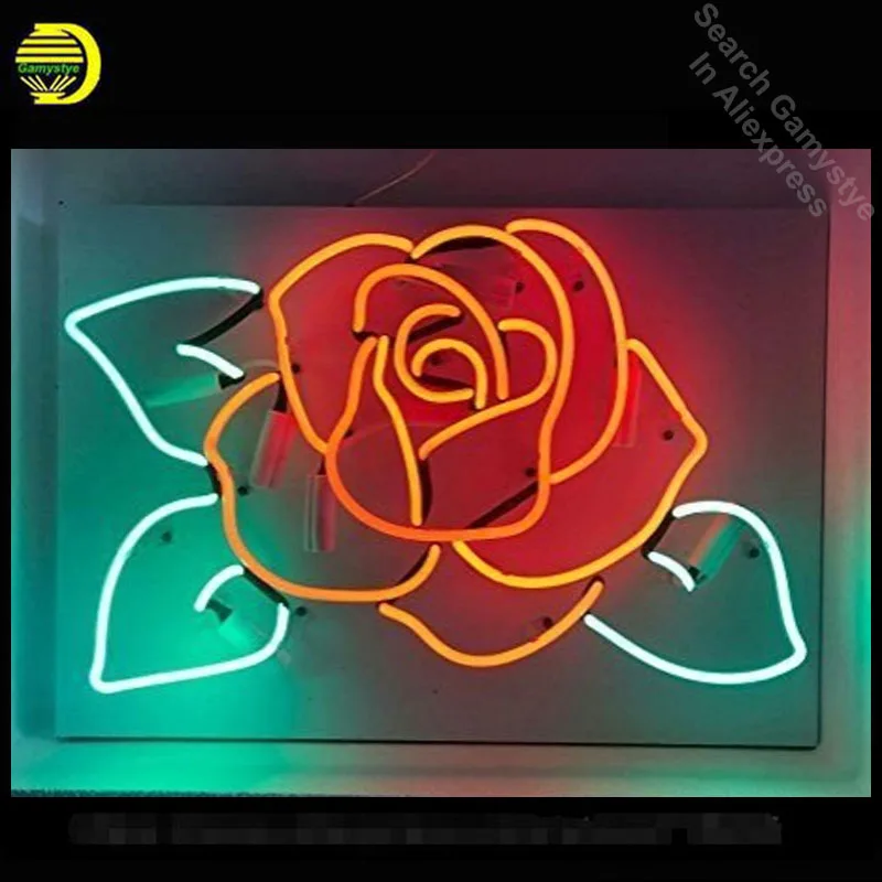 

Rose Neon Sign Real Glass Tubes Neon Light Sign Beer Bar Pub Sign Excellent Unique Handicraft custom neon lights Aesthetic Room