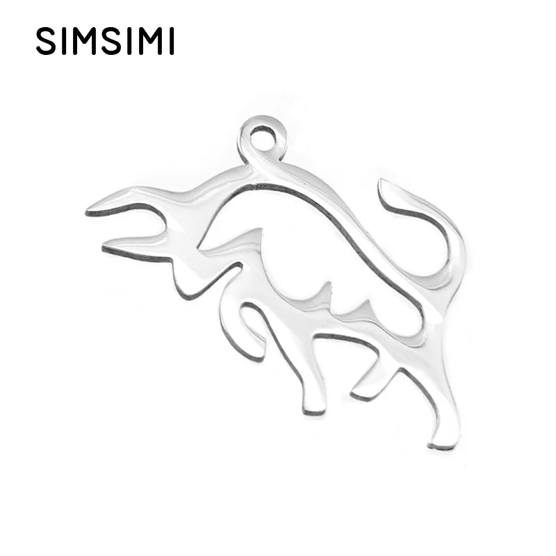 

Simsimi bullfight Charms Bull OX Pendants Necklace Stainless steel pendant mirror polish Diy jewelry for wholesale 100pcs