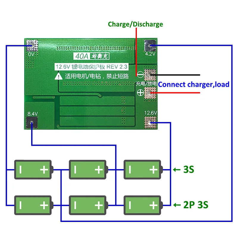 Защитная плата PCB BMS зарядного устройства литий-ионной батареи 3S 40A для двигателя перфоратора 11,1 В 12,6 в модуль литий-полимерной батареи с