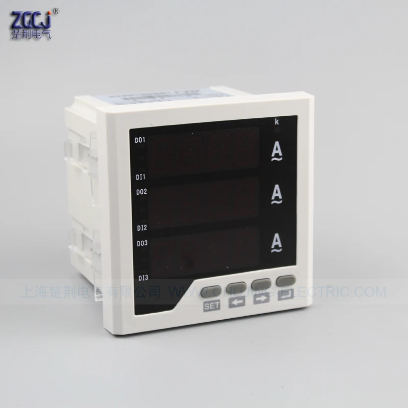 

CJ-3AA33-3O AC/DC 85-265V supply AC 5A range 3 phase digital ampere meter with 3 switch signal output current meter