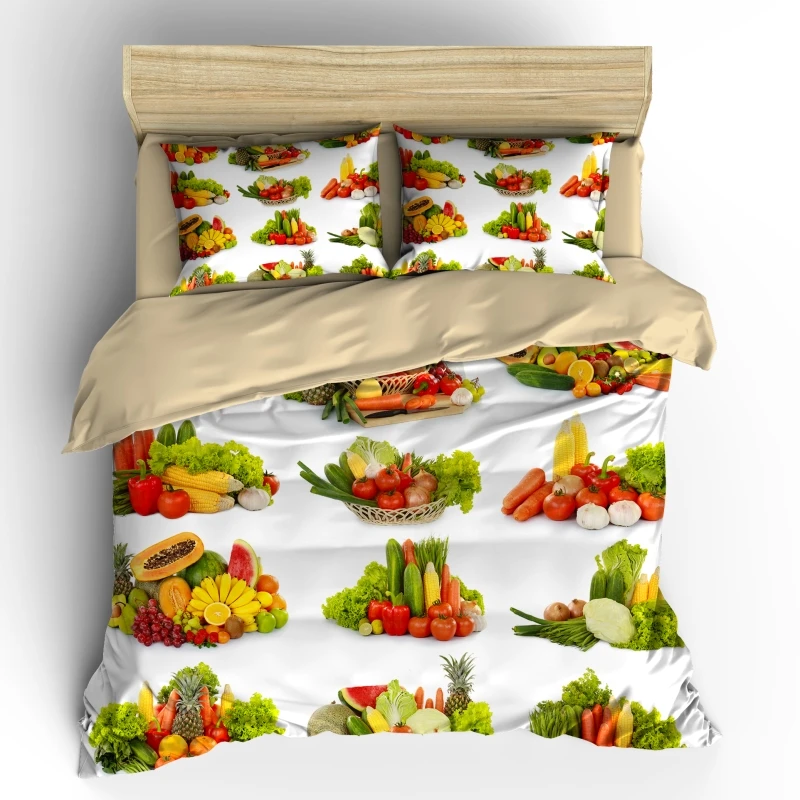 

AHSNME High Definition Vegetable Fruit Salad Cover Sets Summer Bedding Set Red Pepper Tomato Watermelon Bedlinens Bedding Set