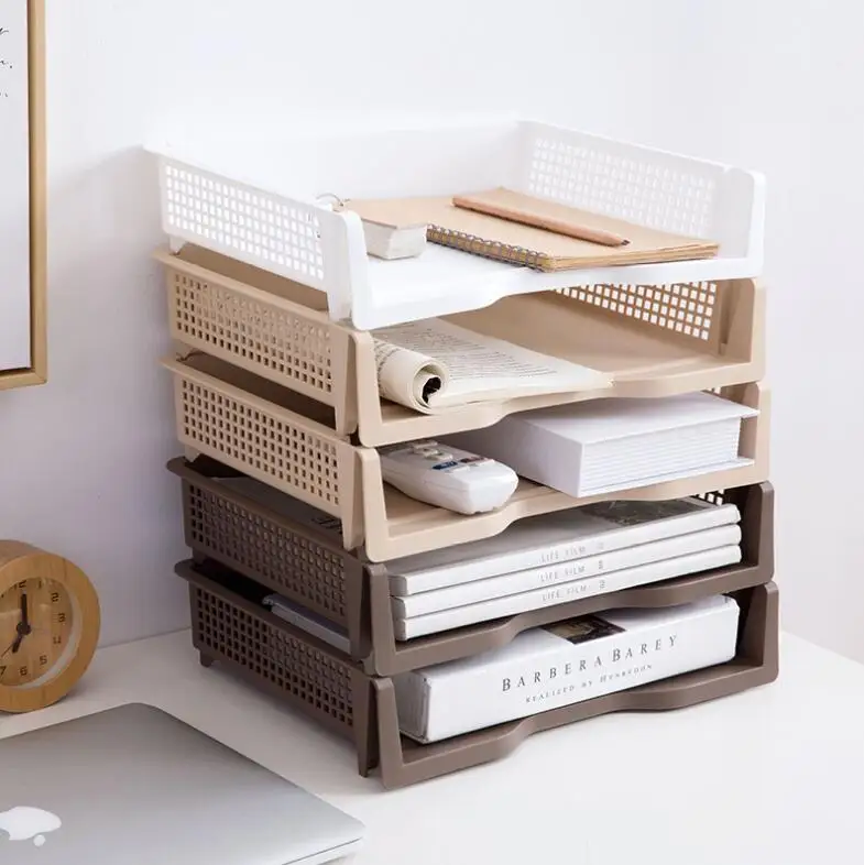 Stackable Desk A4 File Organizer Magazine Holder Rack 2 PCS/Lot Office Accessories Plastic Document Paper Tray