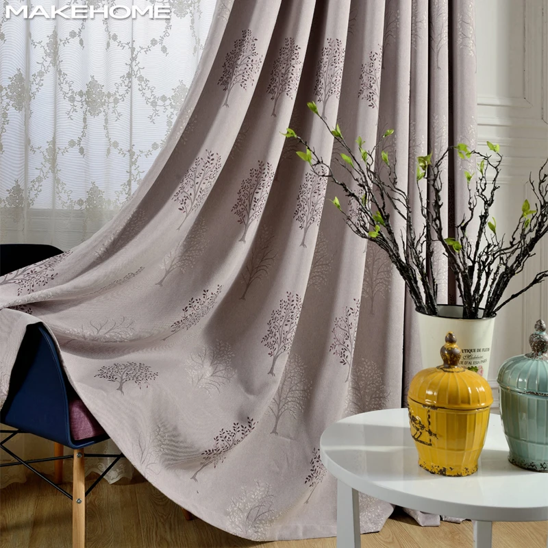 

Blackout Window Curtains for Bedroom Living Room Faxu Linen European Jacquard Plant Curtains for Bedroom Kitchen Drapes