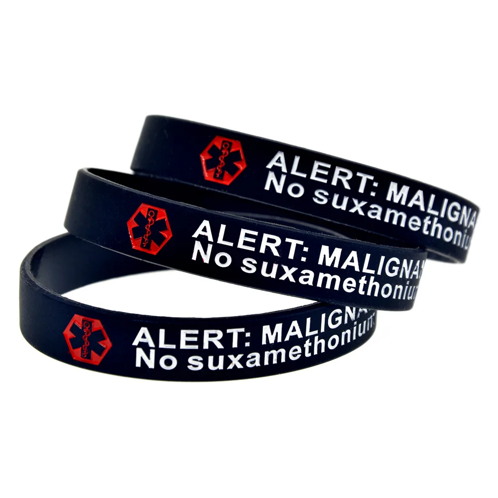 50 Stück, Warnarmband aus Silikon für Fälle von maligner Hyperthermie, 1/2 Zoll breit, für Damen und Herren, Gummiarmband, motivierendes Armband. – Detail 2