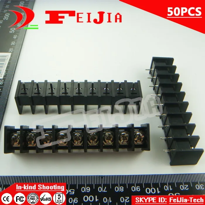 

50PCS 611-6.35-9P / 611 6.35mm 9Pin Barrier Terminal Block Screw Terminal Block Pitch 6.35mm Terminal Block Free Shipping