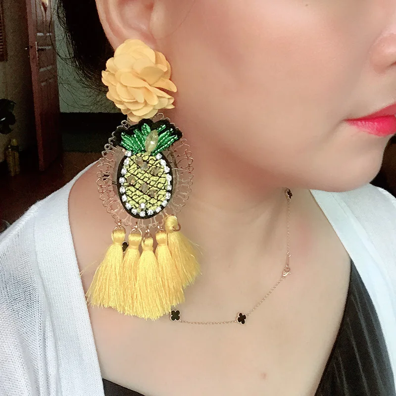 FashionExaggerated Earrings Large Flowers Eye Butterfly Tassel Insect Crystal Large Long Brinco Ear Oorbellen Christmas Gift