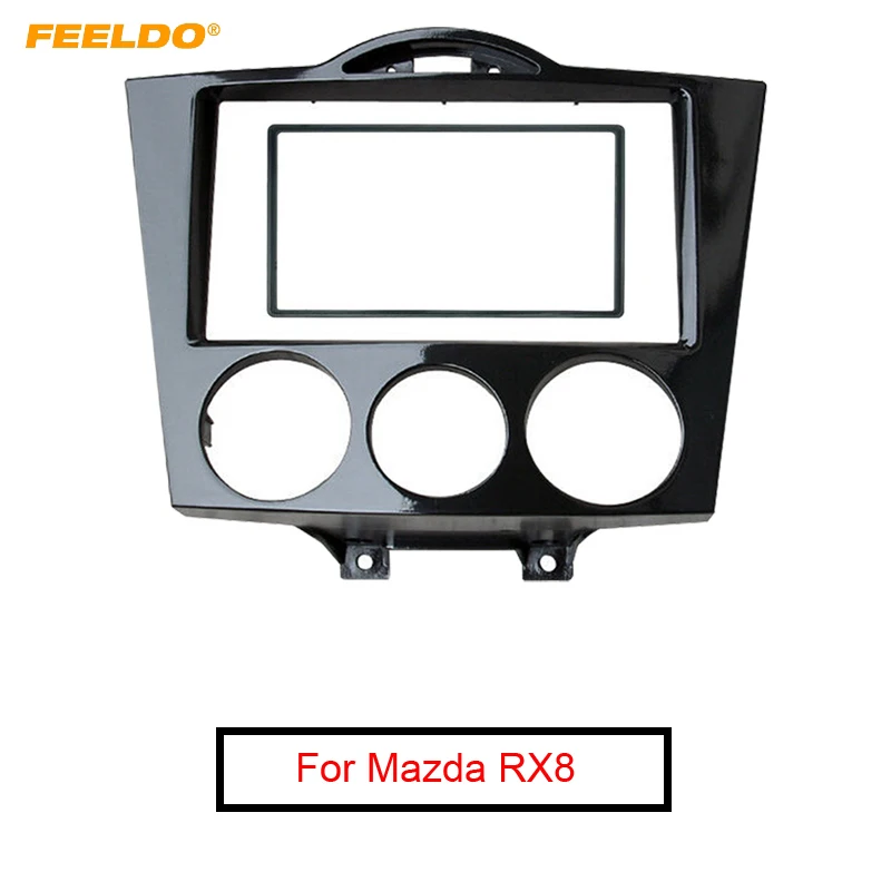 

FEELDO 2DIN Black Car Audio Radio Fascia Frame For Mazda RX8 2003-2008 Stereo Plate Trim Panel Dash Mount Kit #FD5007